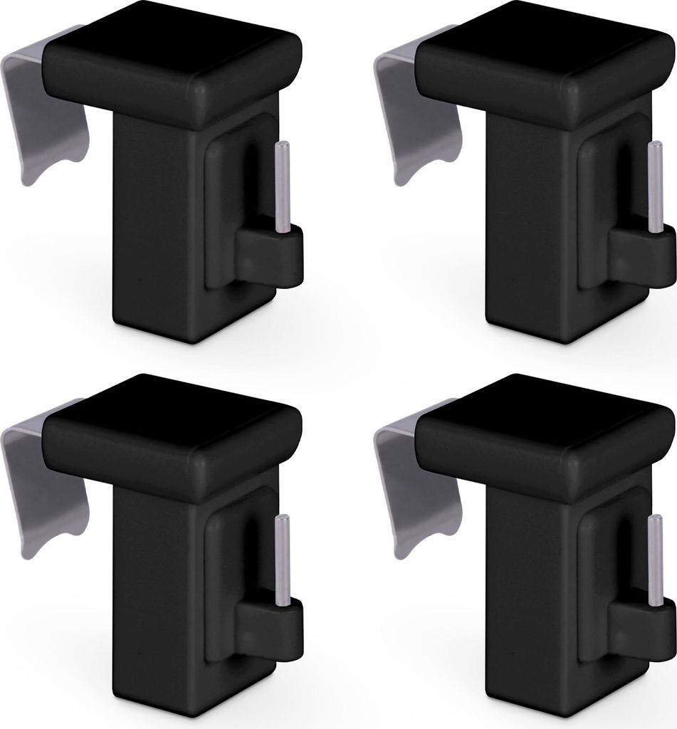 Klemmträger Schwarz 4er-Pack, Fensterhaken Dekohaken für Fensterdekoration und Vitragestangen, kein Bohren oder Kleben, für 10–27 mm Rahmenst...