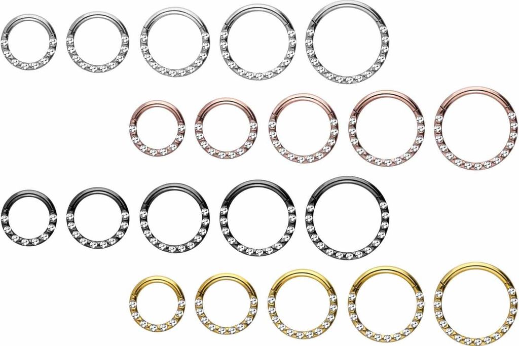 Ohrpiercing, Nasenpiercing, Septum Piercing Chirurgenstahl Segmentring Clicker KRISTALLE + EPOXY RoséGold Innendurchmesser: 7 mm