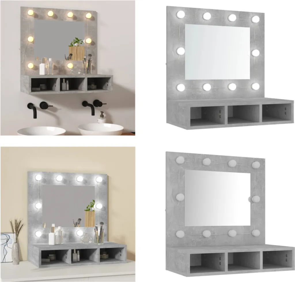 Mobile Specchio LED Bagno Moderno Grigio Cemento - vidaXL 60cm