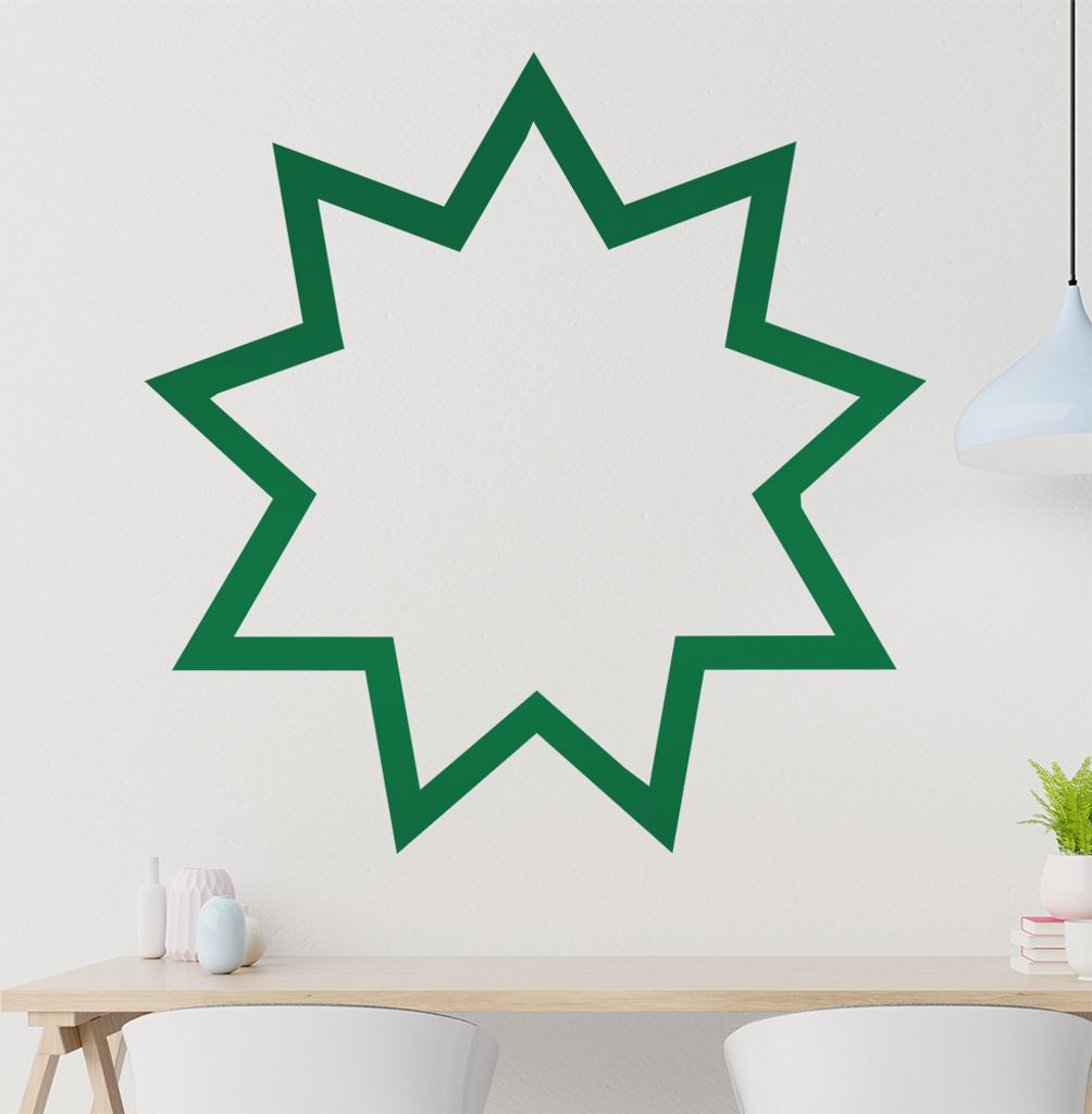 KIWISTAR Bahai Nine-Pointed Star Wandtattoo in 6 Größen - Wandaufkleber Wall Sticker - Dekoration, Küche, Wohnzimmer, Schlafzimmer, Badezimmer