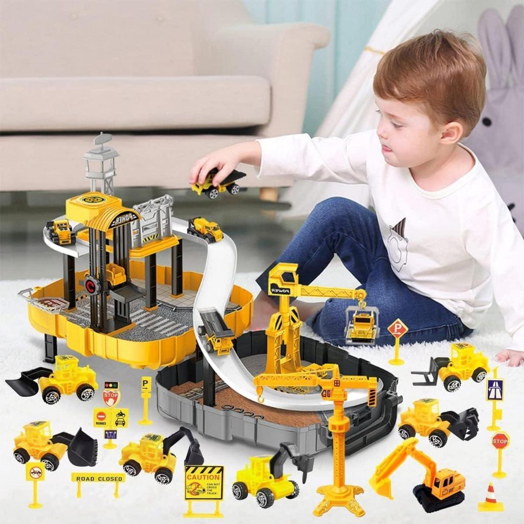 Decorazioni Torta Compleanno Cantiere, 11 Pezzi Con Veicoli Da Costruzione E Segnali, Per Feste Bambini