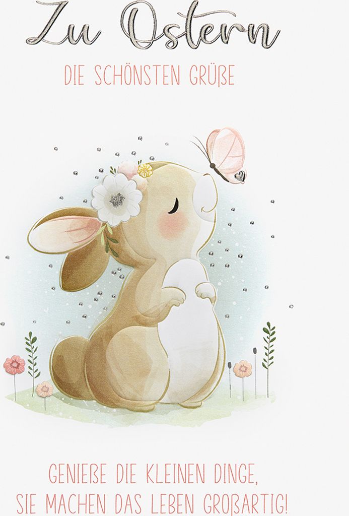 Ostern - Glückwunschkarte - Häschen - Schmetterling - \Zu Ostern
