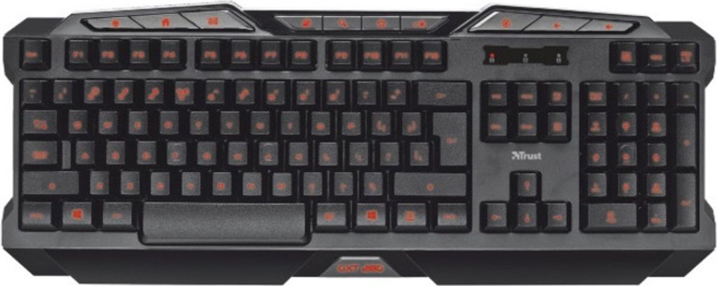 Trust 18913 GXT 280 LED Illuminated Gaming Tastatur DE schwarz (deutsches Layout, QWERTZ, beleuchtet, 8 Media-Tasten