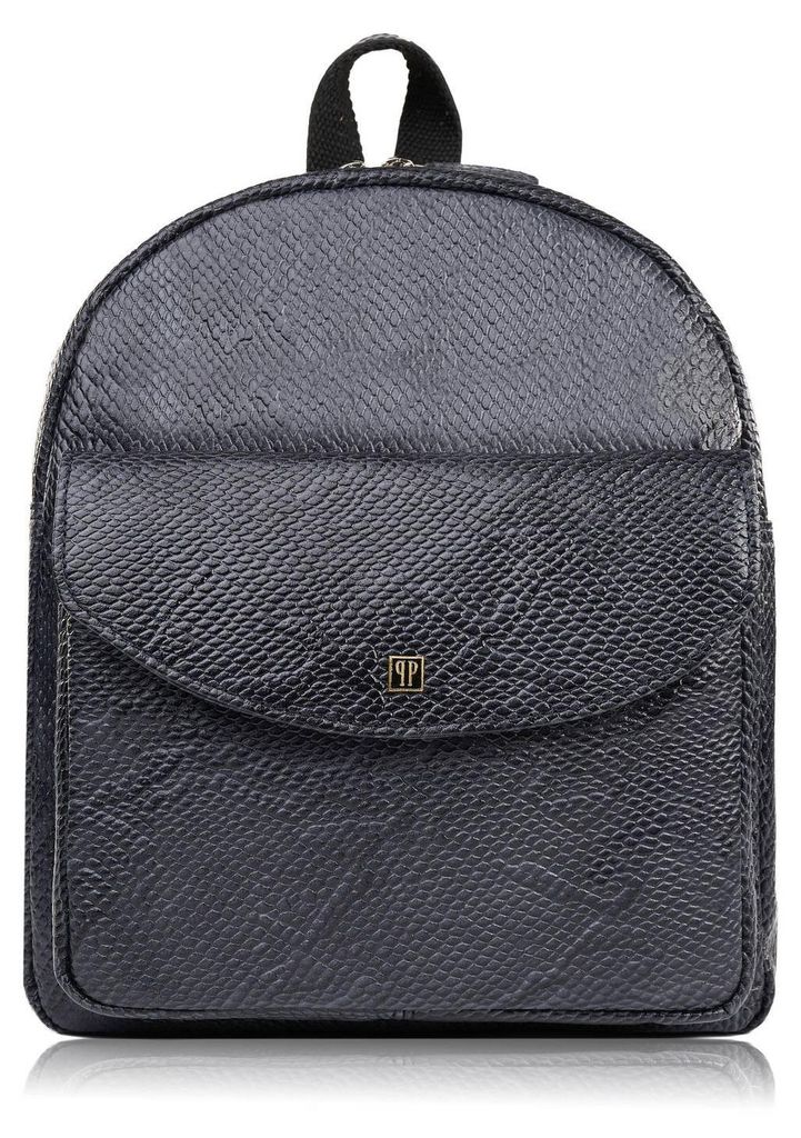 Damen Lederrucksack schwarz Schlangenhautmuster kleiner City-Rucksack Paolo Peruzzi T-18-PBL