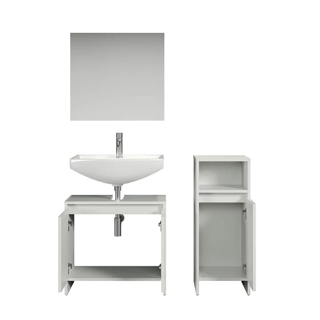Aménagement Salle d'Eau Complet Rootz Basic Blanc pour Petit Espace