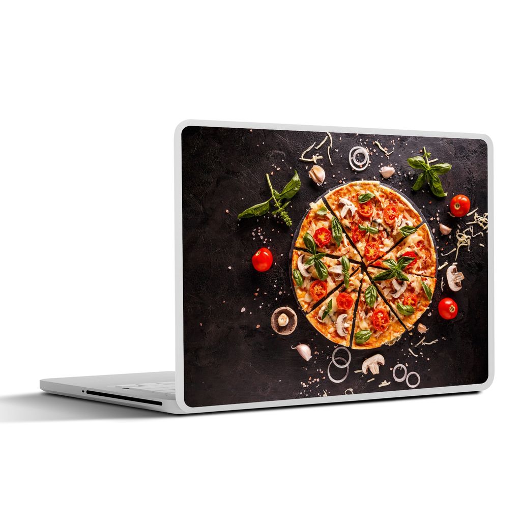 MuchoWow Laptop Aufkleber Sticker Cover Pizza - Gemüse - Kräuter - Küche - Industrie 36.5x27.5 cm - Laptop-Sticker