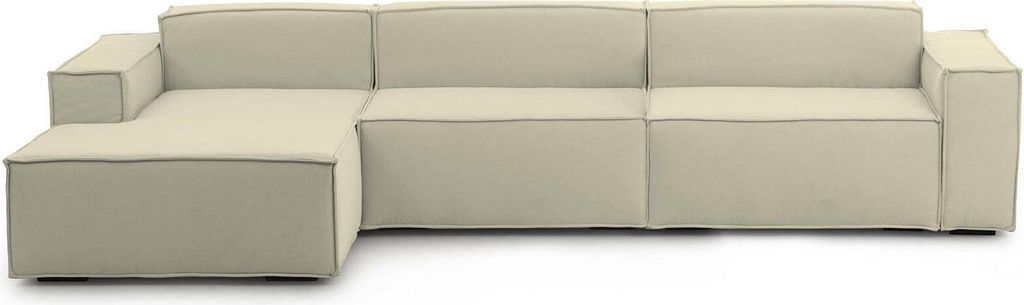 Festes Sofa Licia, Modulares 4-Sitzer-Sofa mit linker Halbinsel, 100% Italy, Modernes Sofa aus Stoff, Cm 340x170h70, Beige
