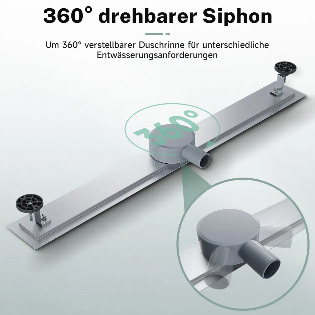 Canaletta Doccia 70 cm SONNI Inox 304 | Design 2 in 1 Invisibile - 6