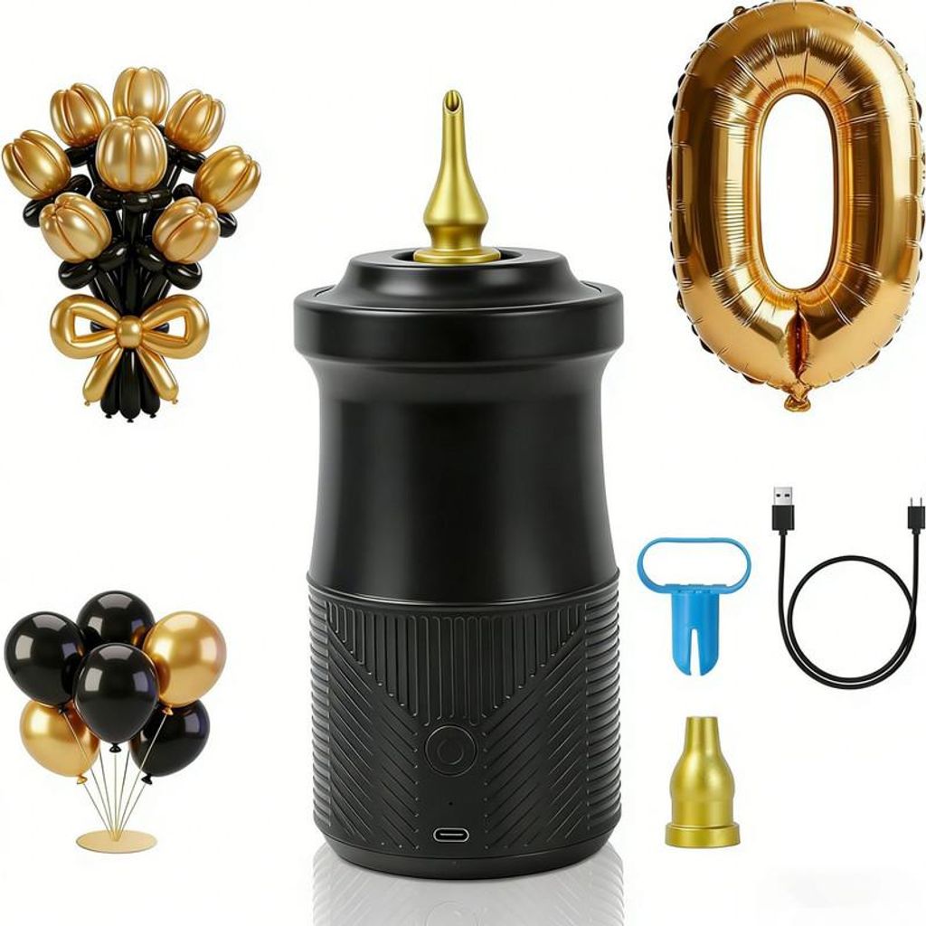 Elektrische Ballonpumpe Akku, 2000mAh Luftpumpen, 2 Düsen, Produktbild 