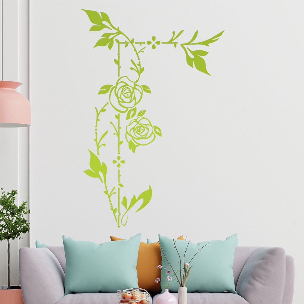 Rosenranke - Linien Wandtattoo in 6 Größen - Wandaufkleber Wall Sticker - Dekoration, Küche, Wohnzimmer, Schlafzimmer, Badezimmer