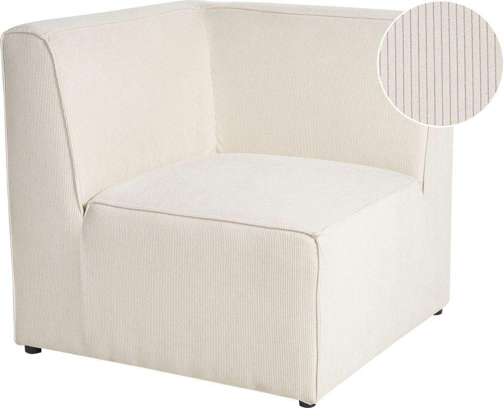 BELIANI Modul Ecksessel Hellbeige Polsterbezug aus Cord quadratisch 1-Sitzer Modernes Retro Design Arbeits- und Wohnzimmer Salon Flur Diele Möbel
