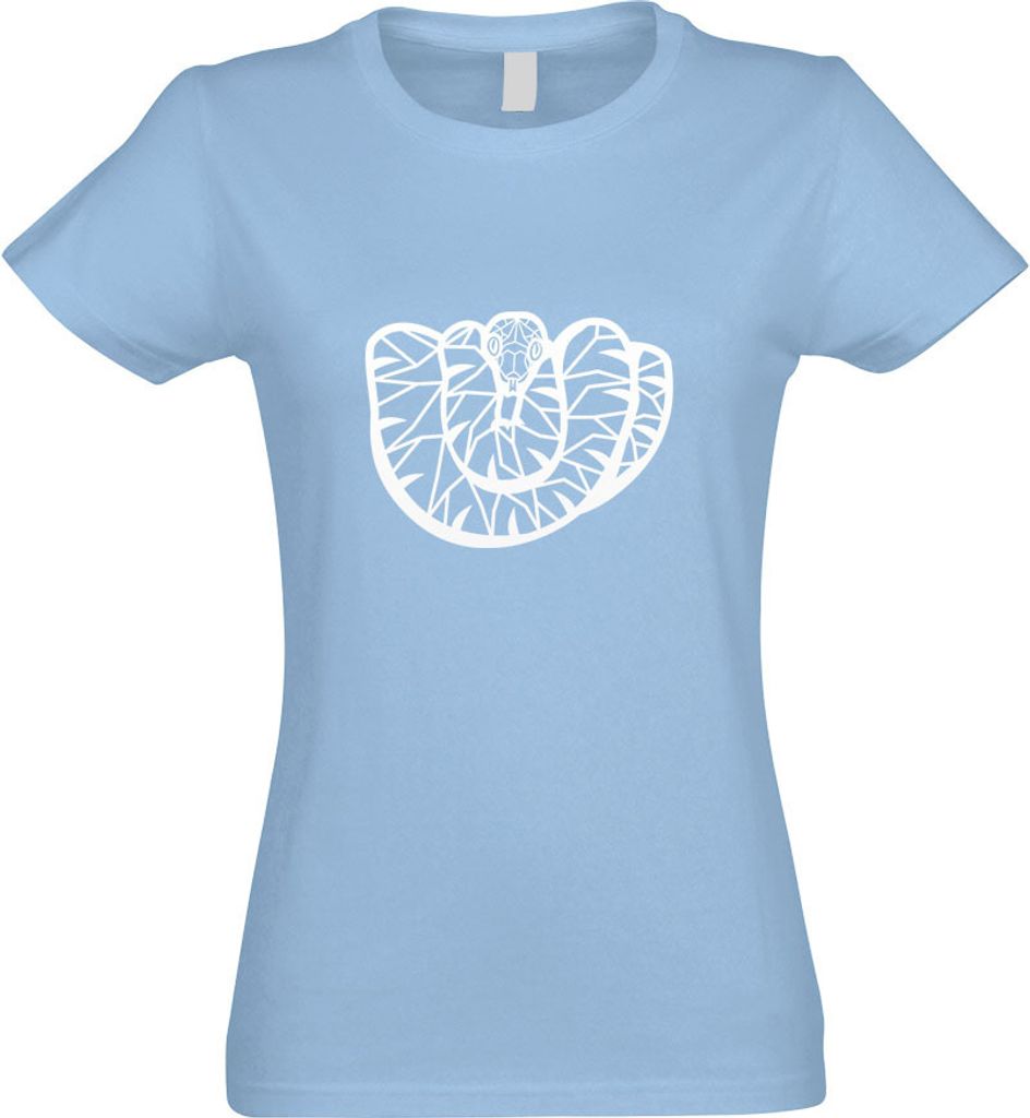 Kiwistar - T-Shirt tailliert - Damen - himmelblau - Polygon Schlange Boa Tier Art - mit Motiv Bedruckt - Funshirt Design - Sport - Freizeit - Damen...