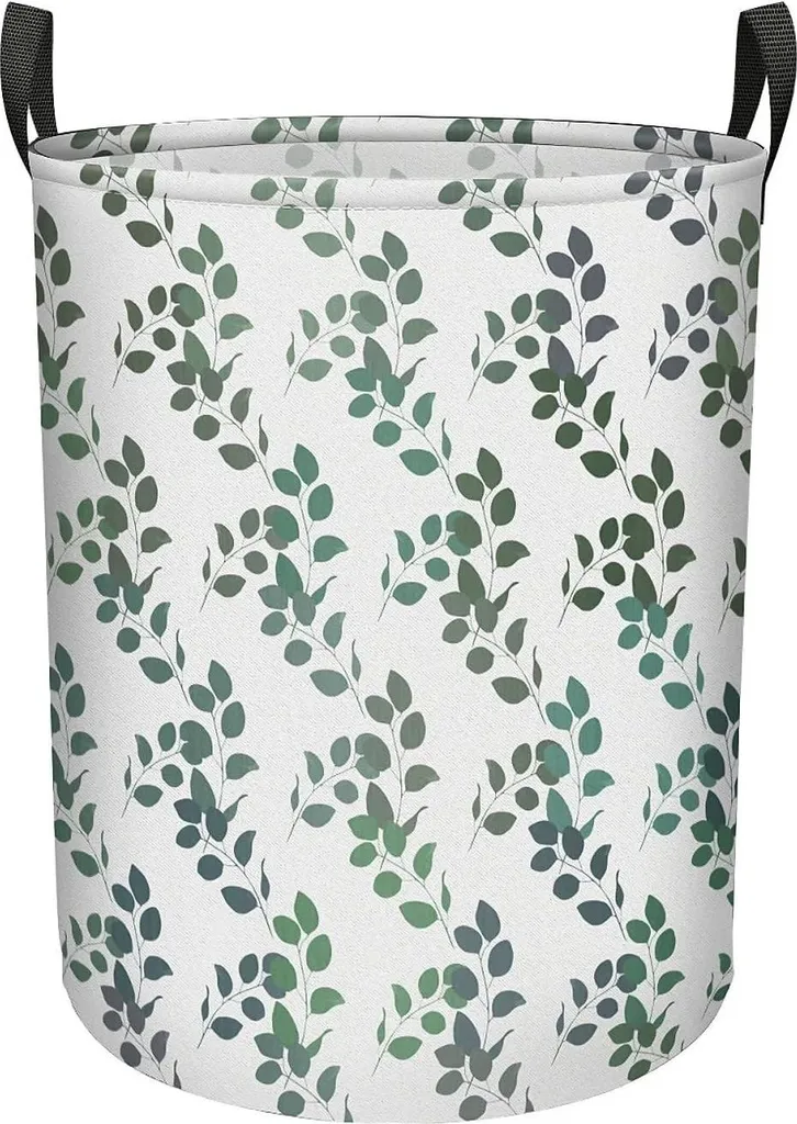 Cesto Portabiancheria Pieghevole 40x50 cm - Organizer Bagno con Foglie