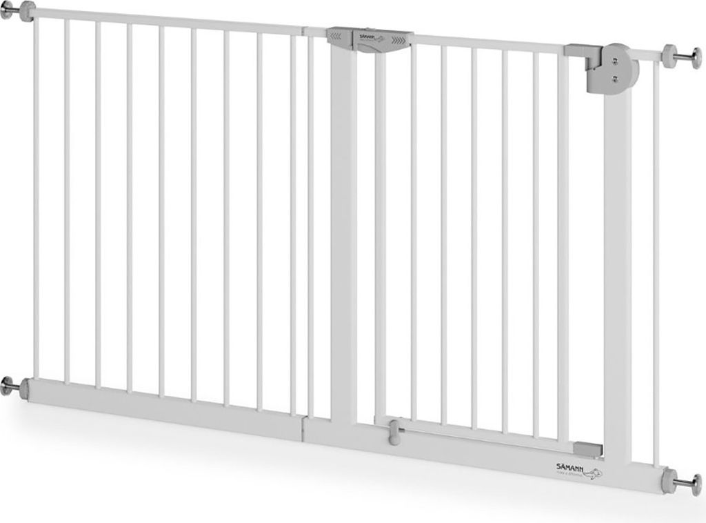 Türschutzgitter & Treppenschutz, Tür mit 90° Stop, ohne Bohren 131-141 cm