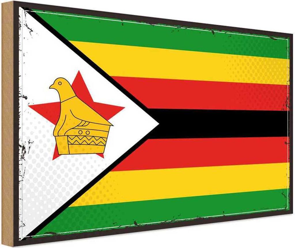 vianmo Holzschild 12x18 cm Simbabwes Zimbabwe Flagge Fahne Wappen