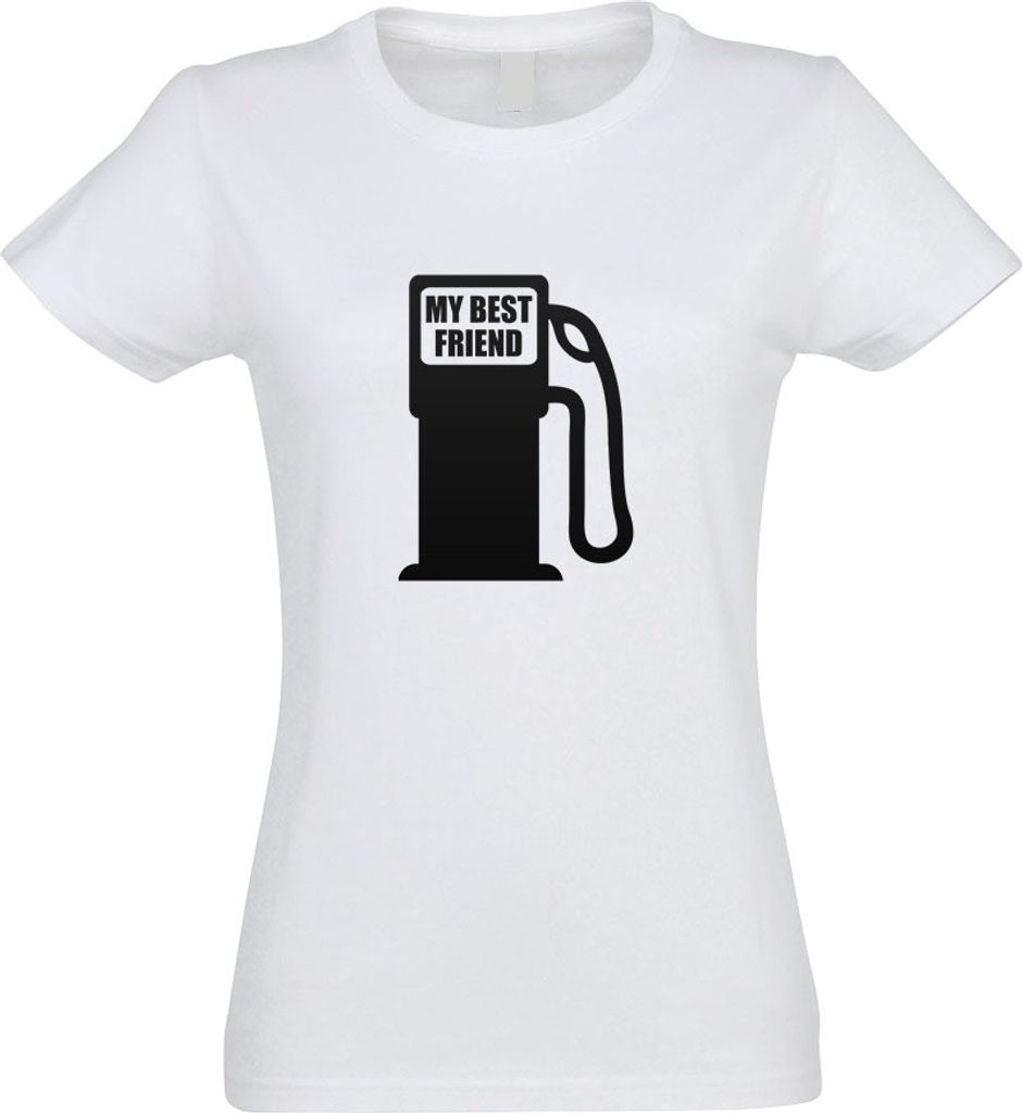 Kiwistar - T-Shirt tailliert - Damen - Weiss - My Best Friend - mit Motiv Bedruckt - Funshirt Design - Sport - Freizeit - Damen - XXL