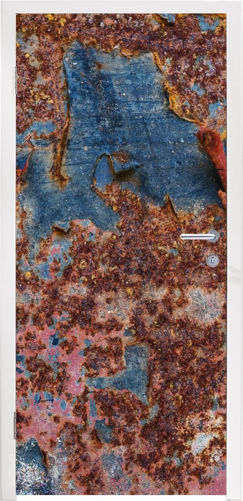MuchoWow Türtapete Selbstklebende Türfolie Stahl - Eisen - Rost 95x215 cm Türposter Türaufkleber Klebefolie Türklebefolie - Tür Tapete - Pl...