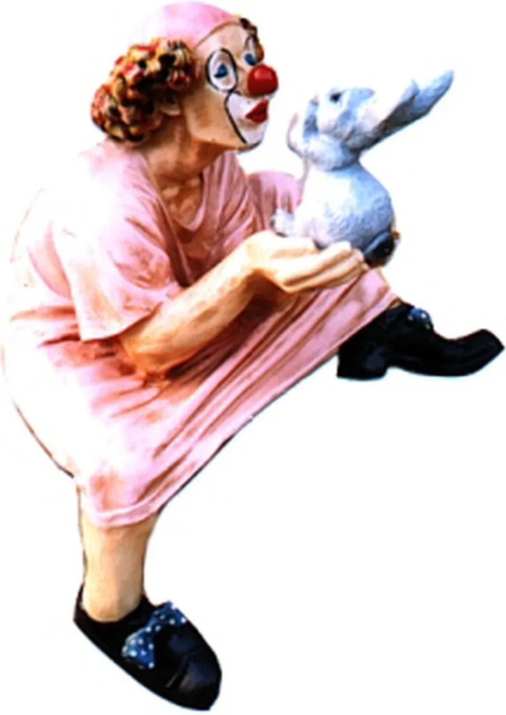 Figurine de Clown et Lapin en Sculpture Décorative - Objet Art Design