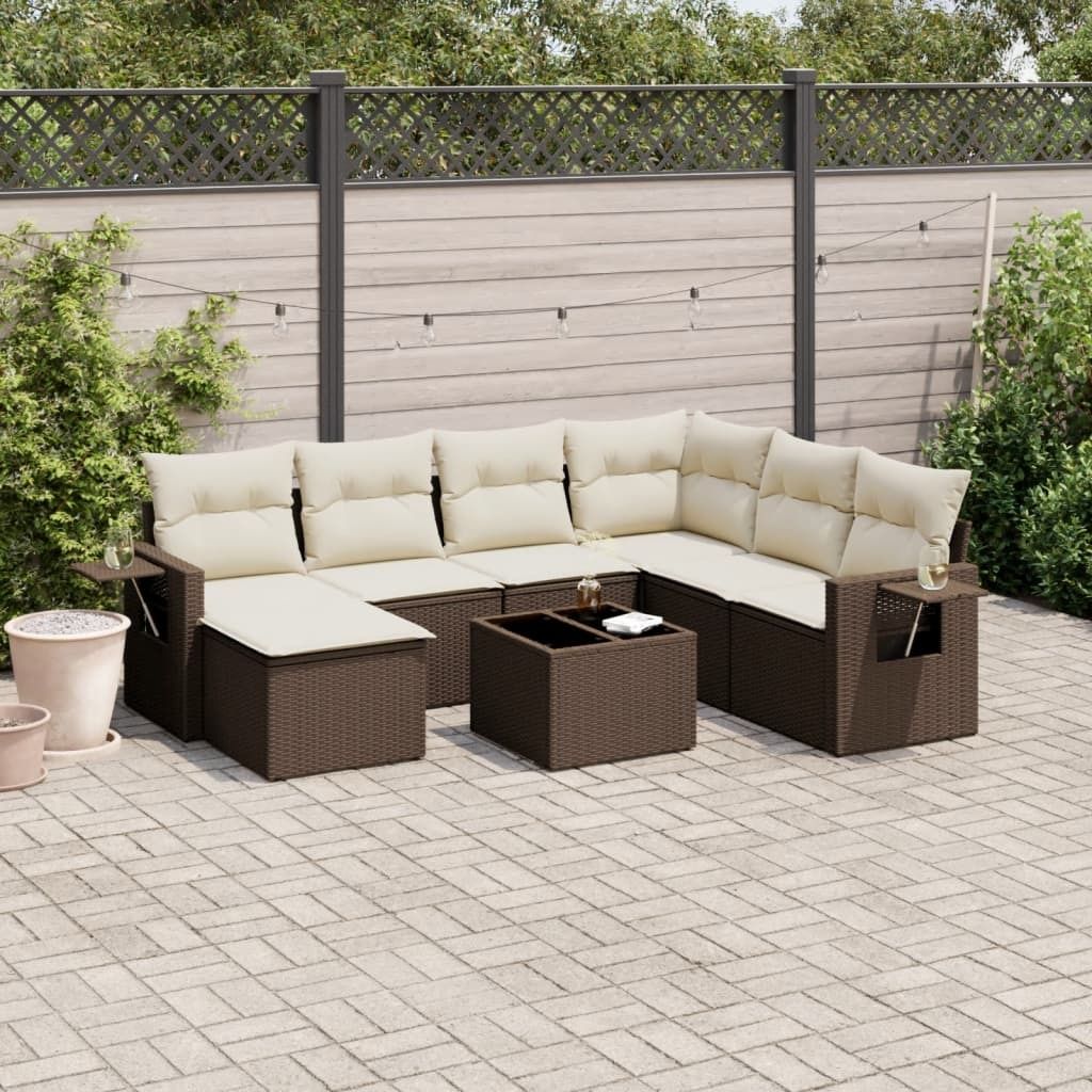 Maison Exclusive - 8-tlg. Garten-Sofagarnitur mit Kissen Braun Poly Rattan