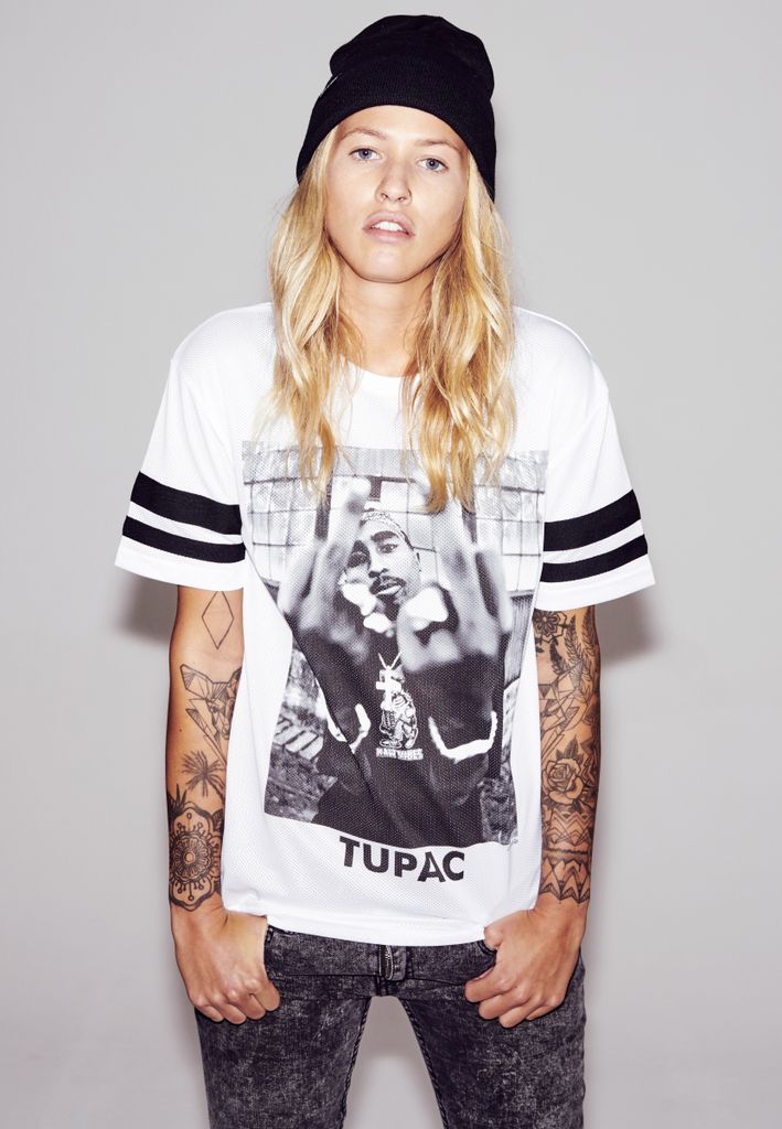 Mister Tee Female Shirt Ladies 2Pac Stripes Tee White-S