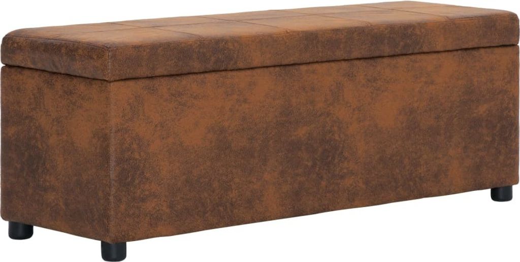The Living Store Bank mit Staufach 116 cm Braun Wildleder-Optik