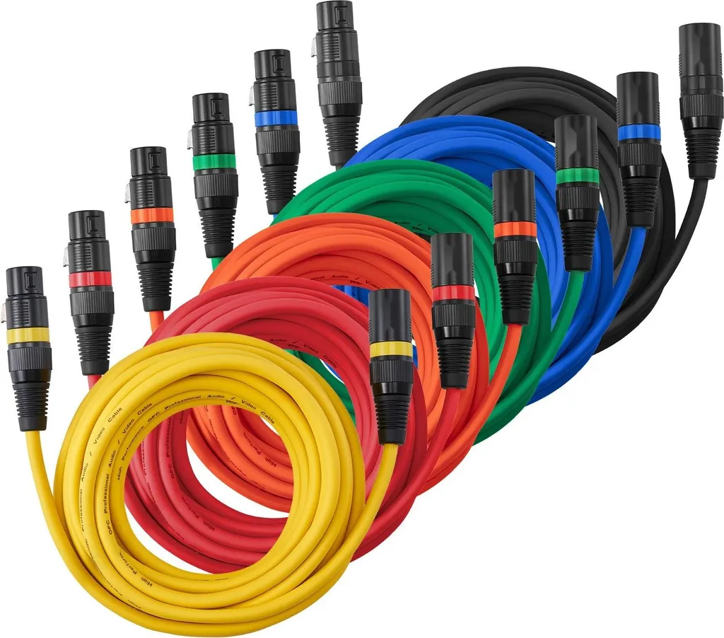 Pack 6 Cavi XLR 6m per DJ e Cantanti | Bilanciati Oro | Microfoni e Luci