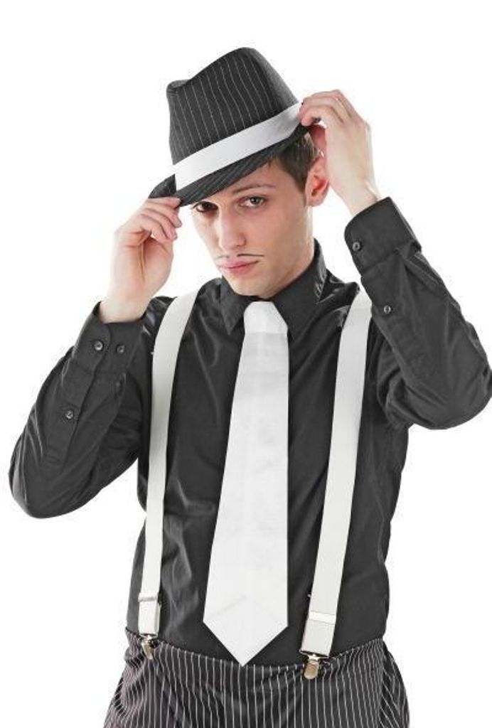 20er Jahre Mafia Hosenträger weiß weiss Kostüm Fasching Produktbild 