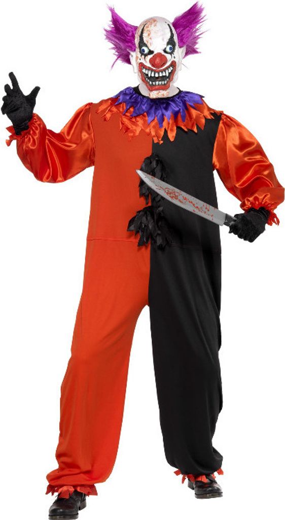Kostüm Cirque Sinister Der schreckliche Clown BoBo, mit Einteiler und Maske