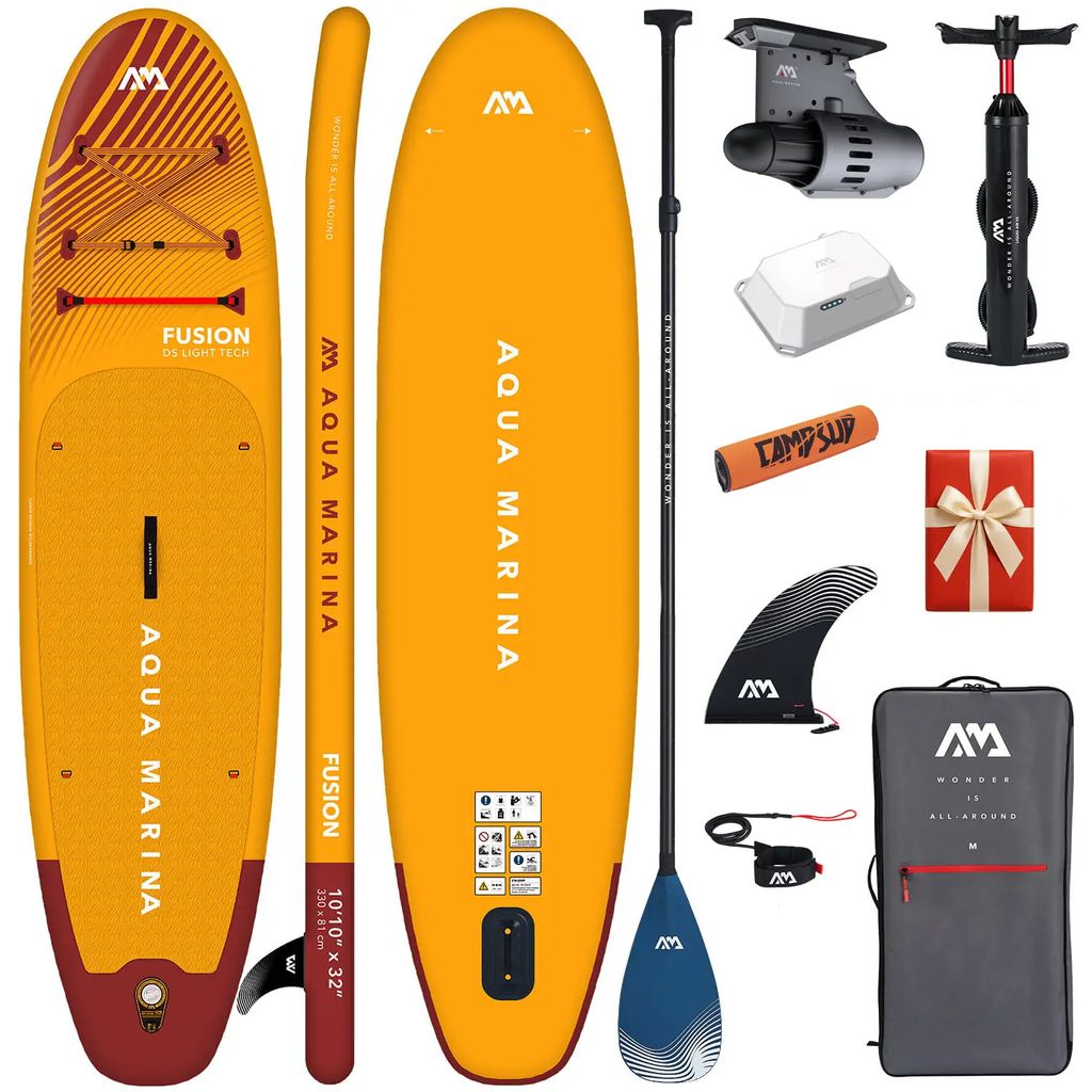 Aufblasbares SUP Set Aqua Marina Fusion 330 cm mit Motor BlueDrive S + Carbon Paddel + Boje für Paddel + Geschenk