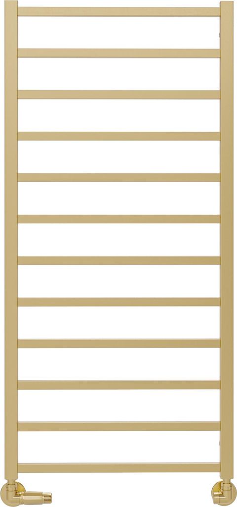 Badheizkörper 1100x530 mm 275W Gold PVD Edelstahl Zentralheizung Handtuchtrockner Handtuchwärmer Mittelanschluss ZD Quadratprofil LUXRAD AURUM UNO