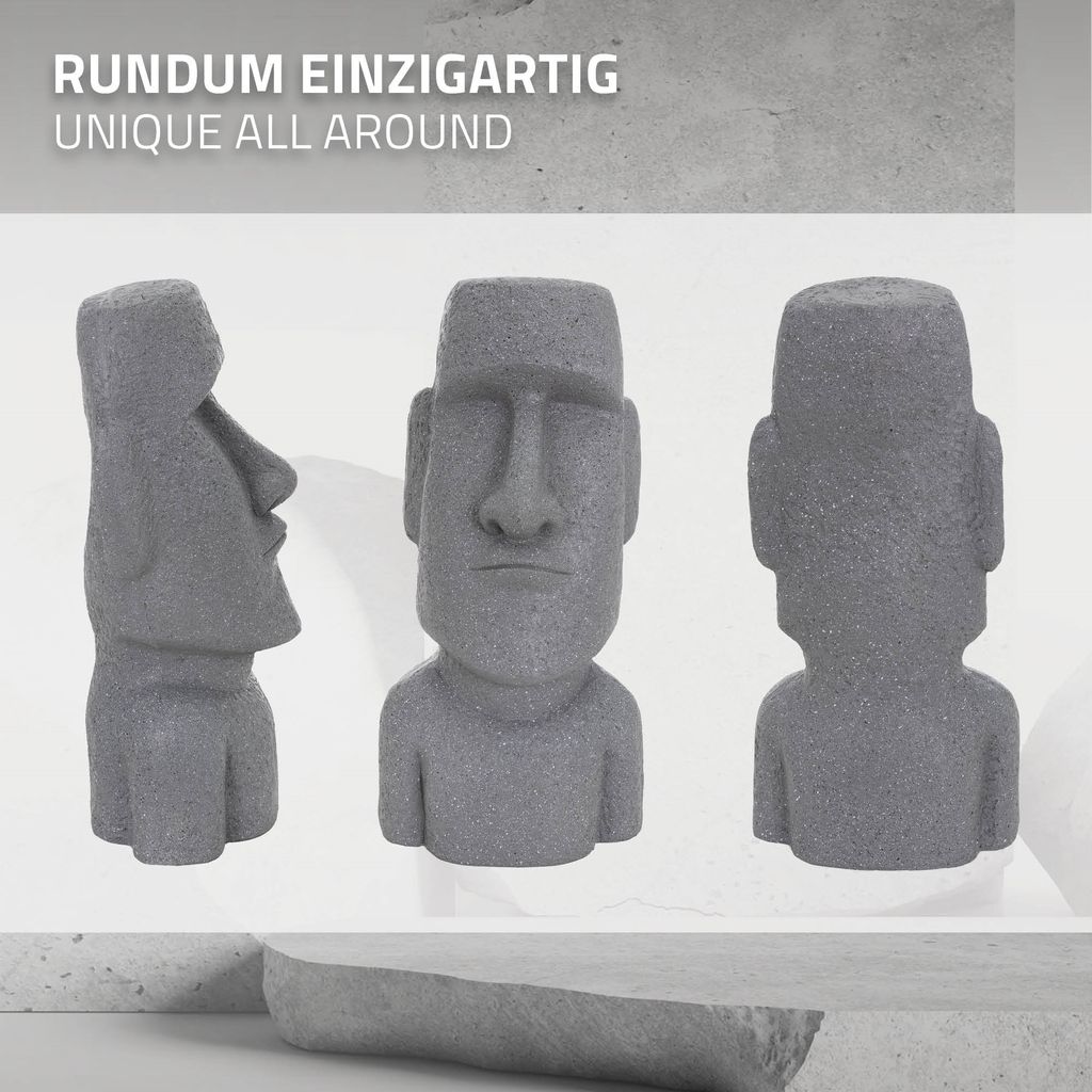 ECD Germany Moai Figur Rapa Nui Kopf 53,5 cm hoch, Grau, Produktbild 4