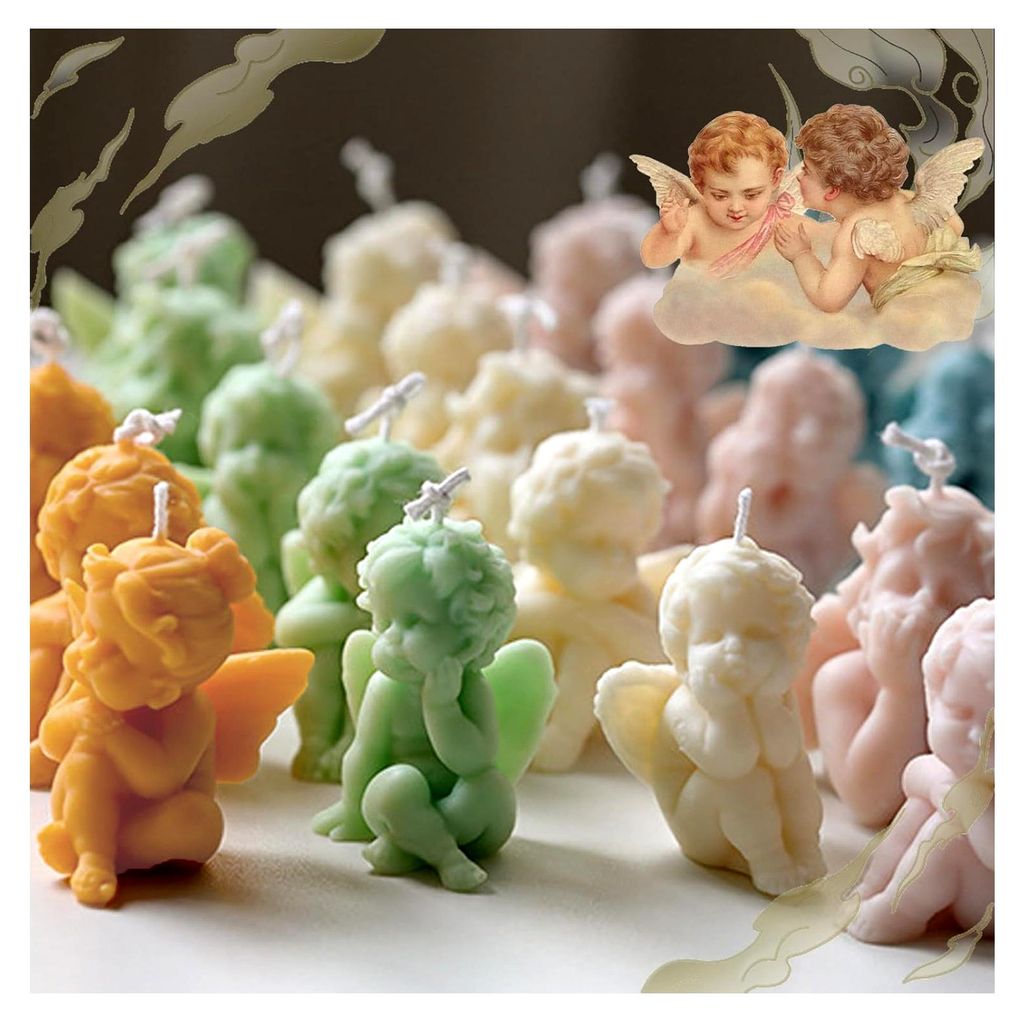 5 Stück 3D Engel Gießform, Engel Fondant Formen, Silikon Engel Formen für Kerzen, DIY Engel Formen für Kerzen 3D
