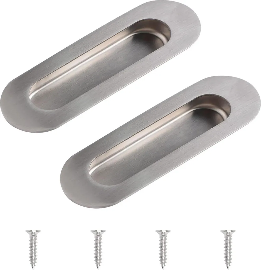 Poignée de porte coulissante encastrable pour placard et dressing inox