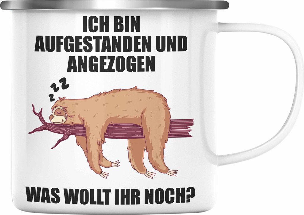 Trendation - Fauler Kollege Geschenk Arbeitskollege Lustige Emaille Tasse mit Sprüchen Kollegin (Silber)