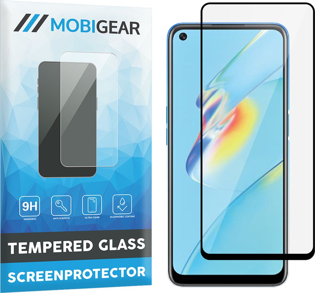 Mobigear Premium OPPO A74 5G Panzerglas Gehärtetes Glas Displayschutz - Hüllenfreundlich - Schwarz
