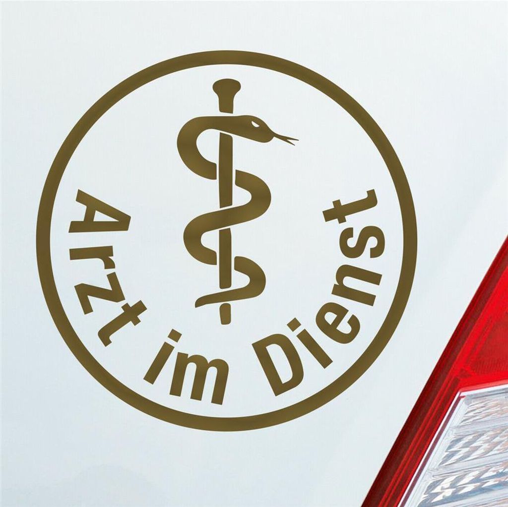 Auto Aufkleber Arzt im Dienst Medizin Rettungsgasse KFZ 10x10 cm Gold Sticker Heckscheibenaufkleber
