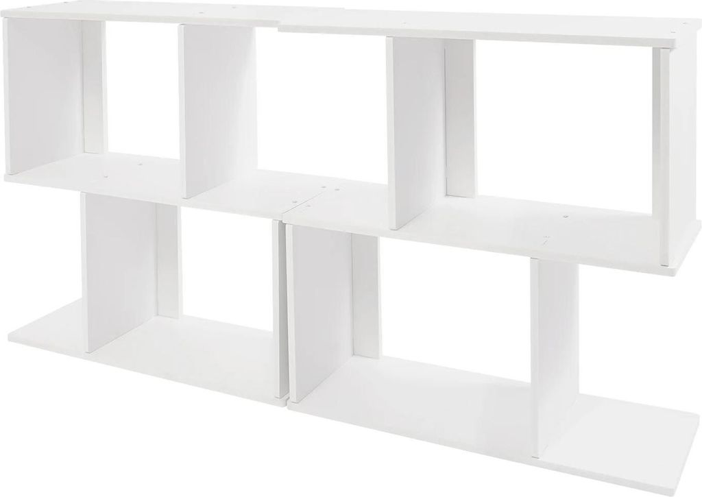 Geometrisches Bücherregal - 2‐stufiges Z‐förmiges Regal - Freistehend - PVC - 61×20,35×62,5 cm - 7,5 kg pro Ebene - Weiß