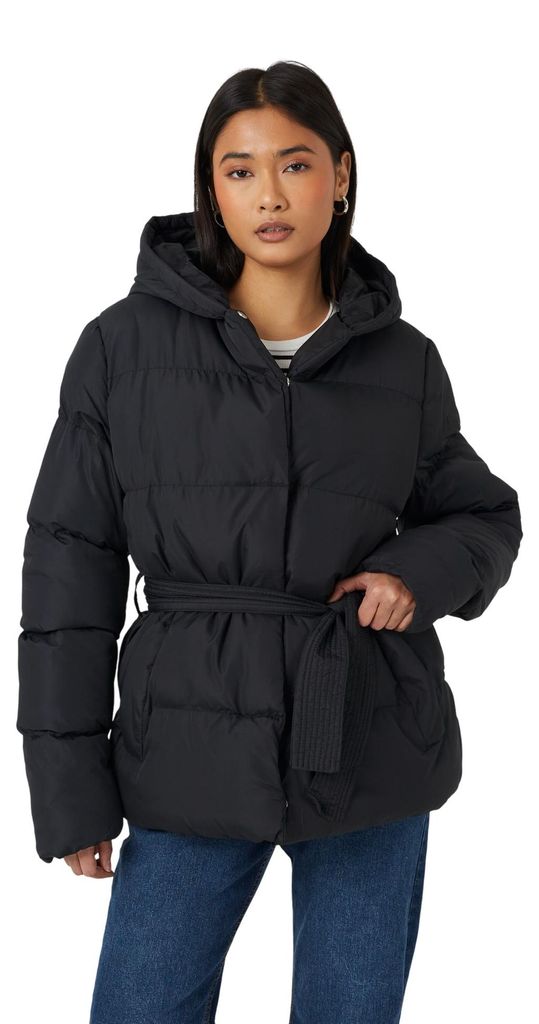 Brave Soul - Kapuzenjacke für Damen, Wattiert WH312 (38 DE) (Schwarz)