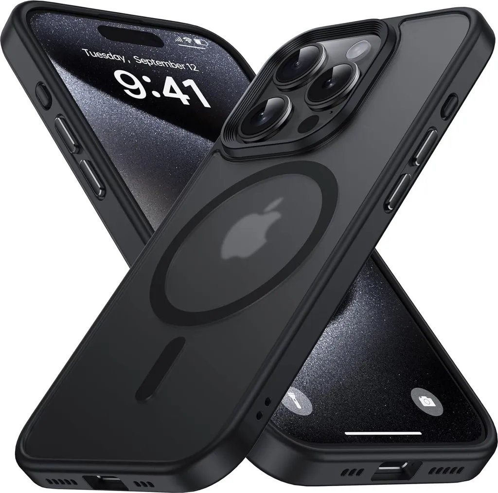 Cover MagSafe iPhone 15 Pro Max Nera - Custodia Rigida Alta Protezione
