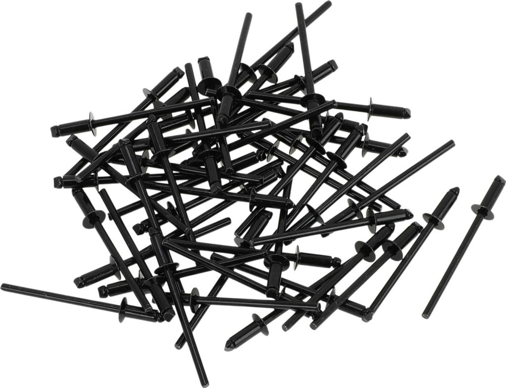 Offene Enden Großkopf Blindnieten Schwarz 50 Stück 3mm Griffdurchmesser 6mm Grifflänge 6mm Flanschdurchmesser Eisen
