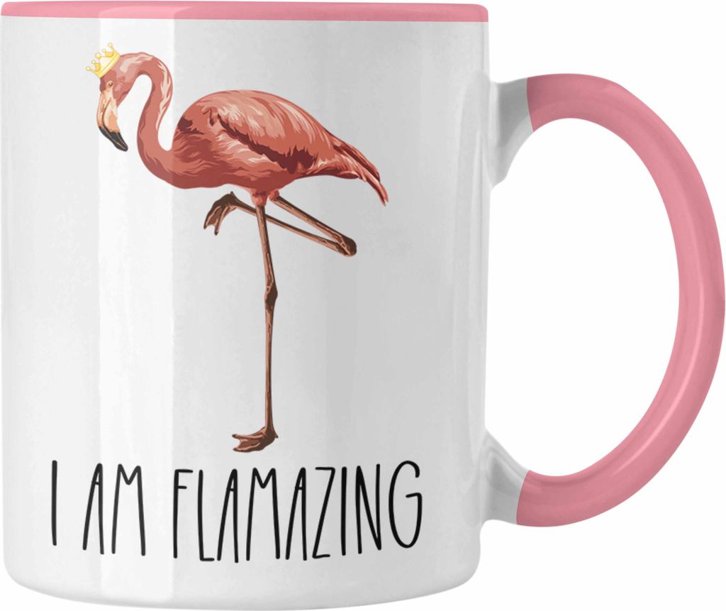 Trendation - Flamingo Tasse Geschenk Flamazing Geschenkidee Tiere Frauen Lustiger Spruch (Rosa)