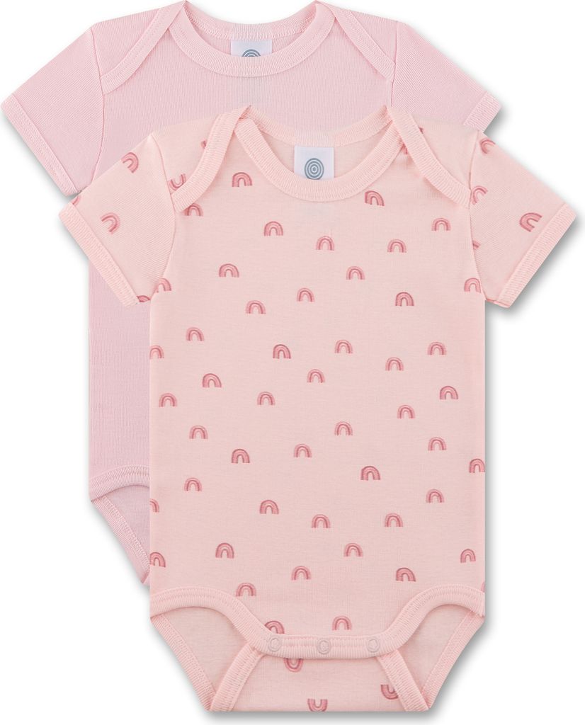 Sanetta Baby-Body kurzarm (Doppelpack) rosa Regenbogen 92