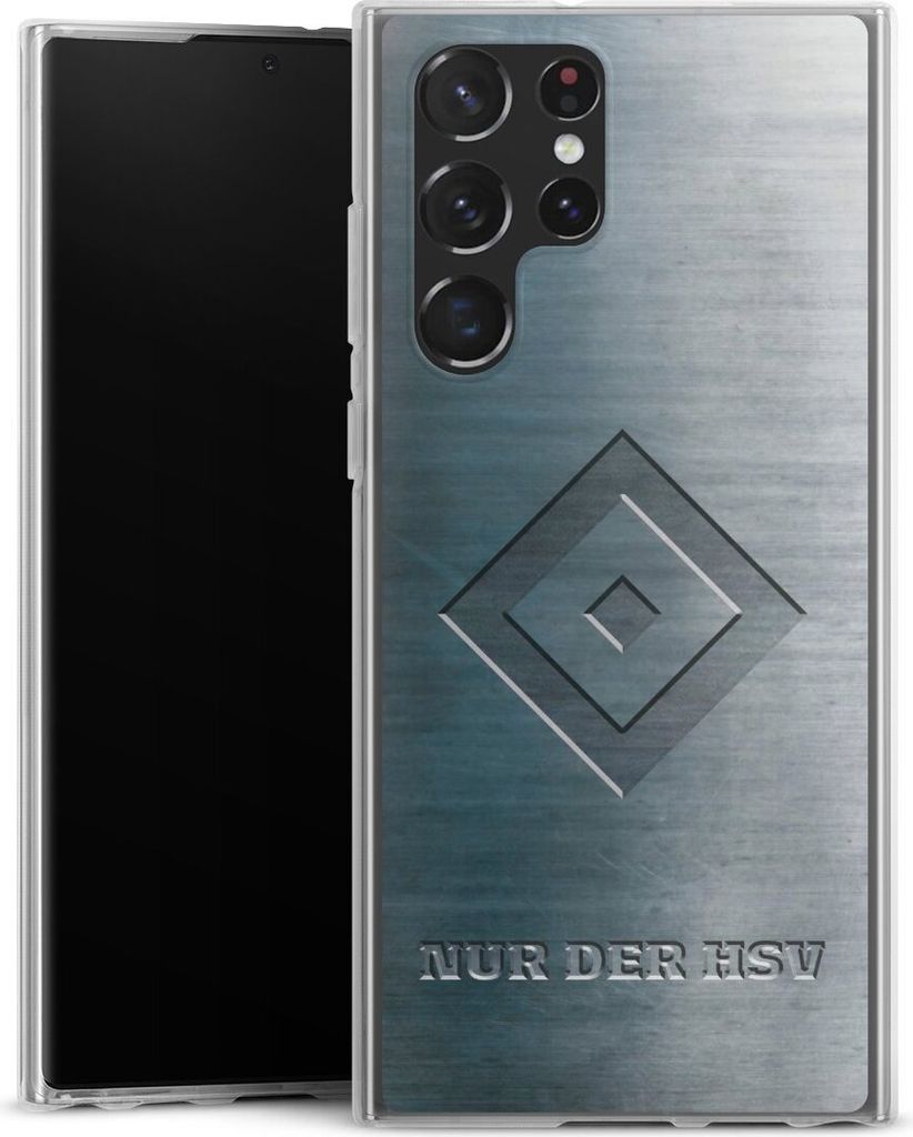 DeinDesign Handyhülle für Samsung Galaxy S22 Ultra Silikon Hülle Case Smartphone Schutzhülle HSV Hamburger SV Metallic Look