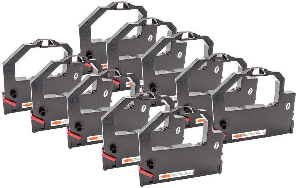 vhbw 10x Farbband Schriftband kompatibel mit NEC P 7 lus, 72 Q, 7300, 72 X, 90, 92, 70, 8000, 72, 9300, 6 lus Nadeldrucker, Bondrucker - Schwarz