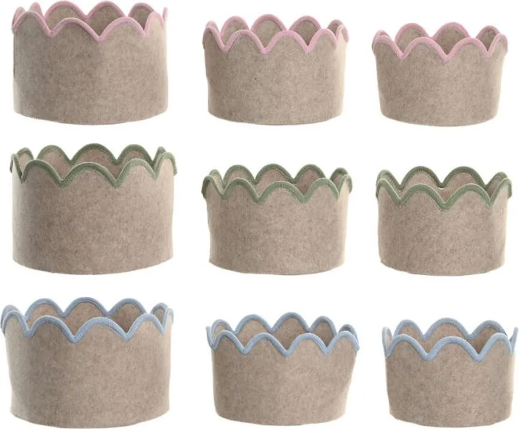 Set de 3 paniers Home ESPRIT bleu vert beige rose enfant 30x30x20 cm
