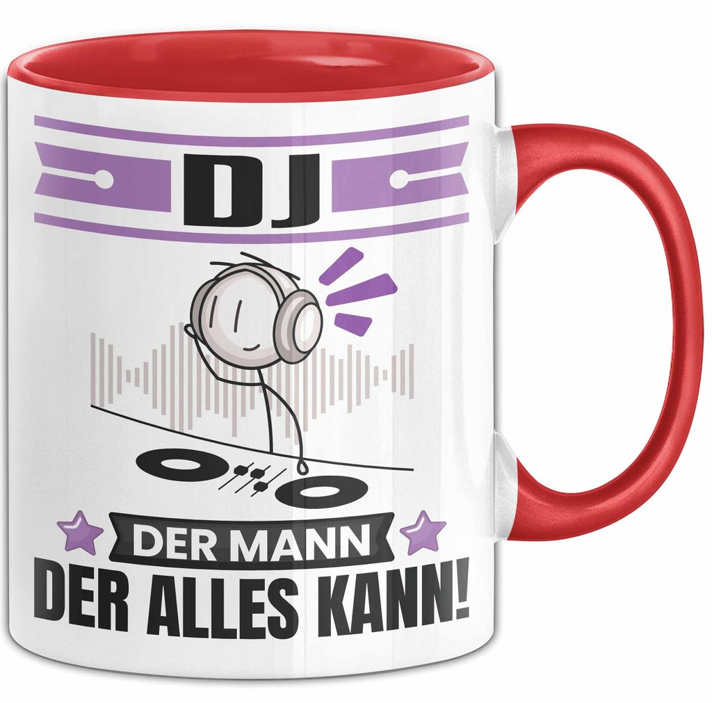 DJ Tasse Geschenk für DJ Der Mann Der Alles Kann Geschenkidee zum Geburtstag (Rot)