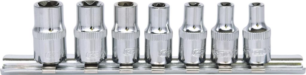 KS Tools 918.4355, Steckschlüssel-Satz, 1/4", 7 Kopf/Köpfe, Chrom-Vanadium-Stahl, DIN 3120, ISO 1174, 100 g