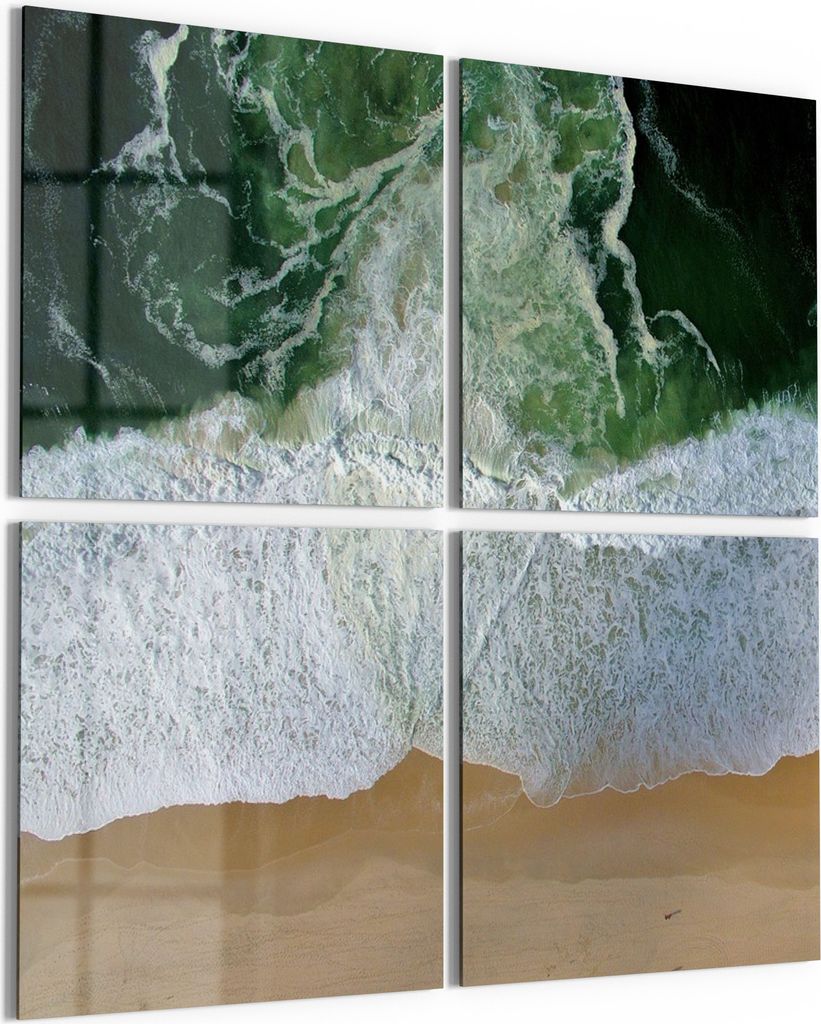DEQORI Glasbild Echtglas 4x50x50 cm 'Kraft des Meeres' Wandbilder XXL groß