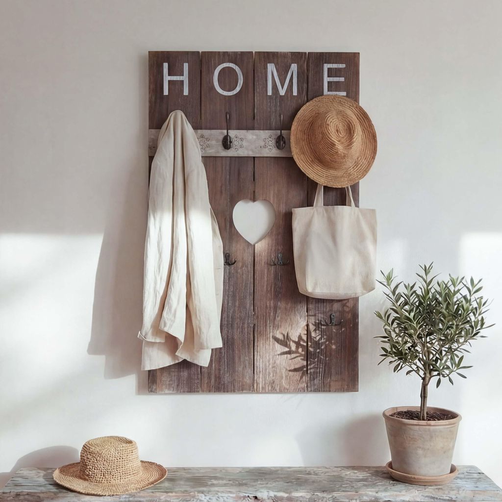 Wandgarderobe MCW-C89 Home, Garderobenpaneel Garderobe, Shabby-Look Vintage, 8 Haken 91x60cm braun, shabby