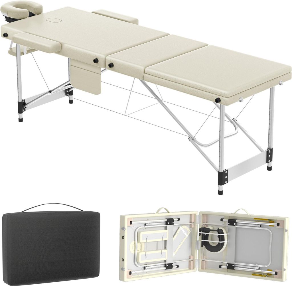 YARDIN Massageliege aus Aluminium klappbar und höhenverstellbar mit 3 Zonen, 230 kg Traglast, 8,5 cm Schaumstoffpolsterung, inklusive Tragetasche,...